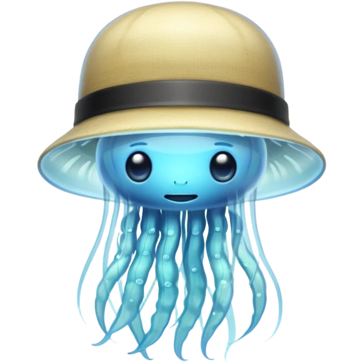 transparent jellyfish with a hat emoji