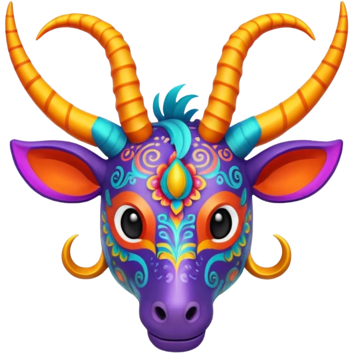 whimsical alebrije with horns and feathers emoji