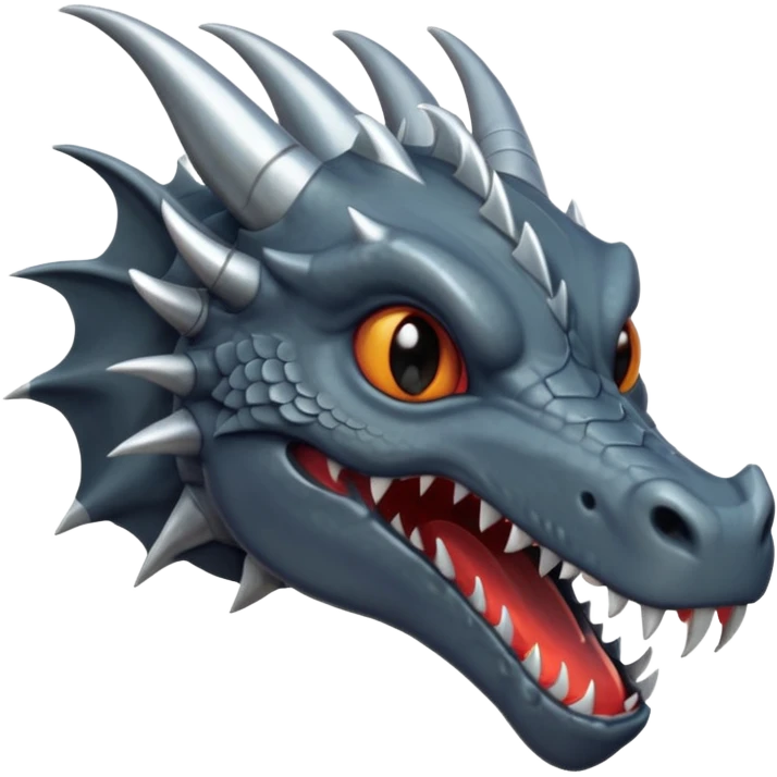 a minimalistic simple dark gray head of a dragon emoji