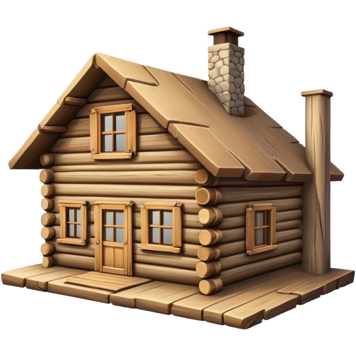 simple log house angled view emoji
