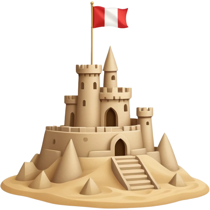 sandcastle with a small flag on top emoji