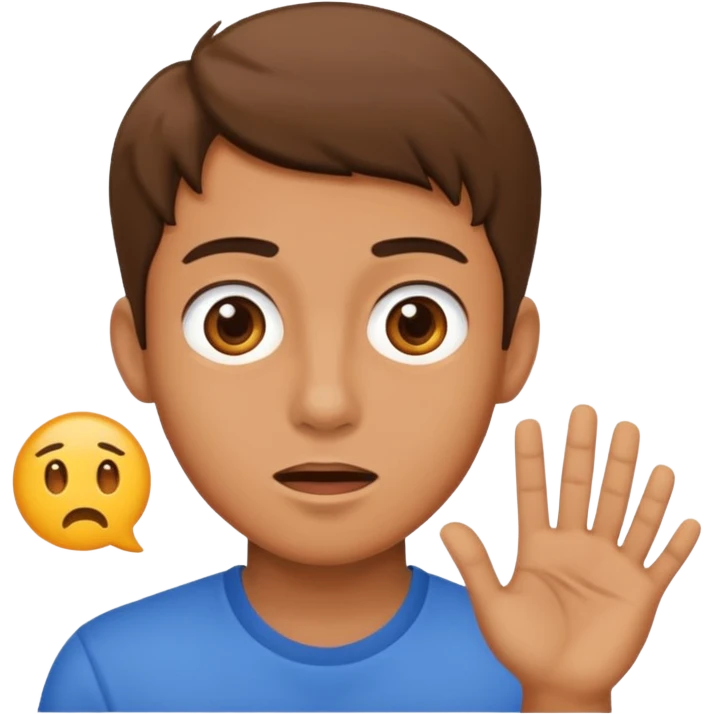 Young man showing possibly emoji