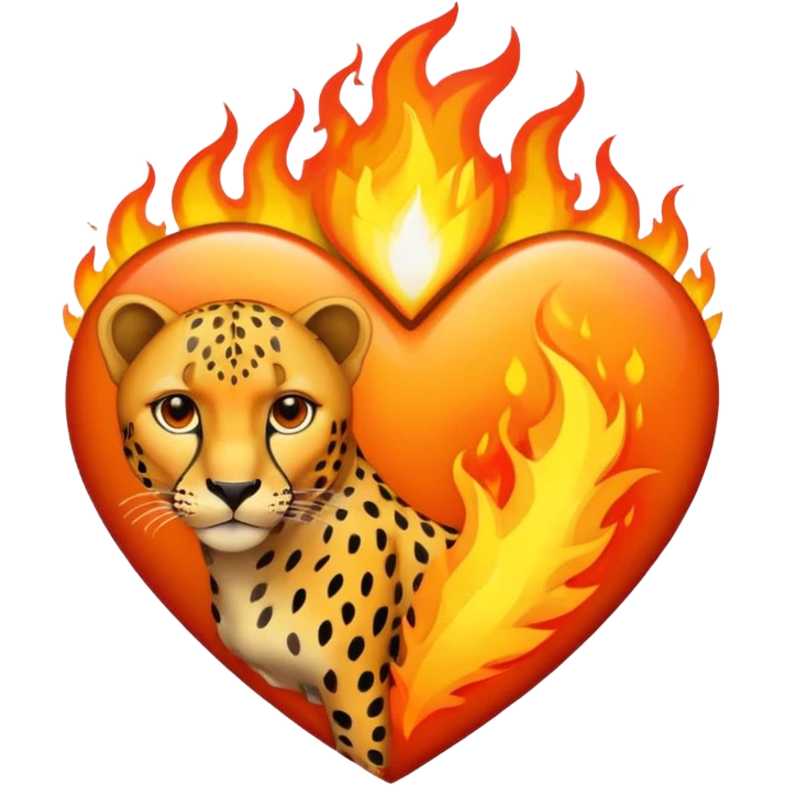 Heart with cheeta print and fire really graphic emoji