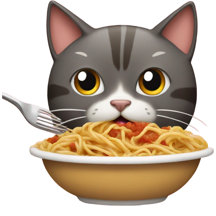 emoji of a cat that looks crazy and is eating spaghetti emoji