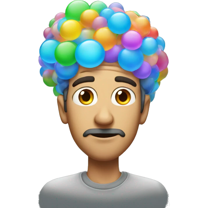 A men with bubble word flow on the top of his head emoji