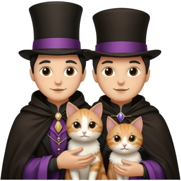 magician couple and their pet cat emoji