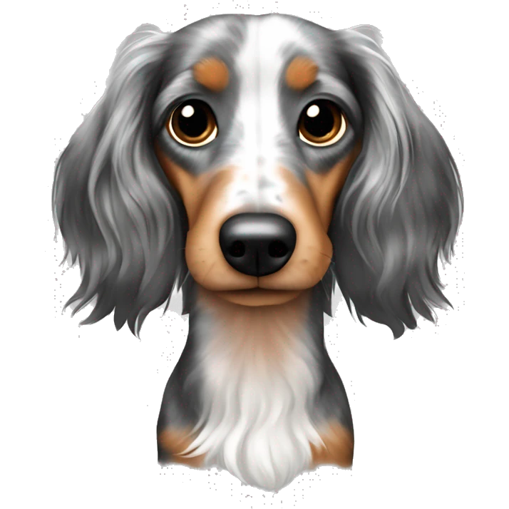 Tri Merle long haired Dachshund emoji