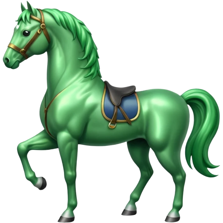 Green horse stands up with two feets facing left  emoji
