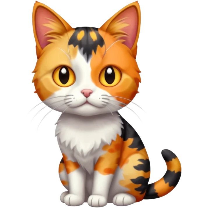 full body anxious looking colourful patchy calico tabby cat emoji