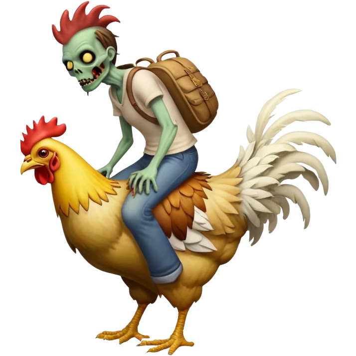 Create an iOS emoji with a zombie riding on a chicken’s back emoji