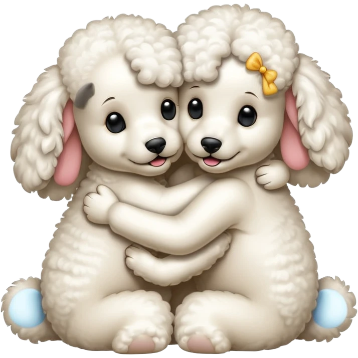 Poodles hugging eachother emoji