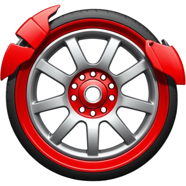 Car wheel emoji with red brake caliper emoji