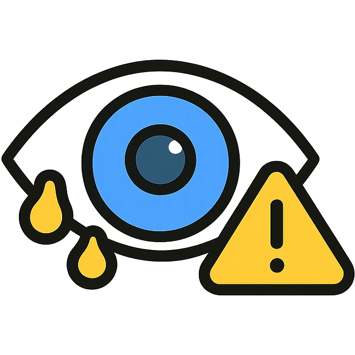 stylized eye with a warning sign and yellow pus at the edge emoji | AI ...