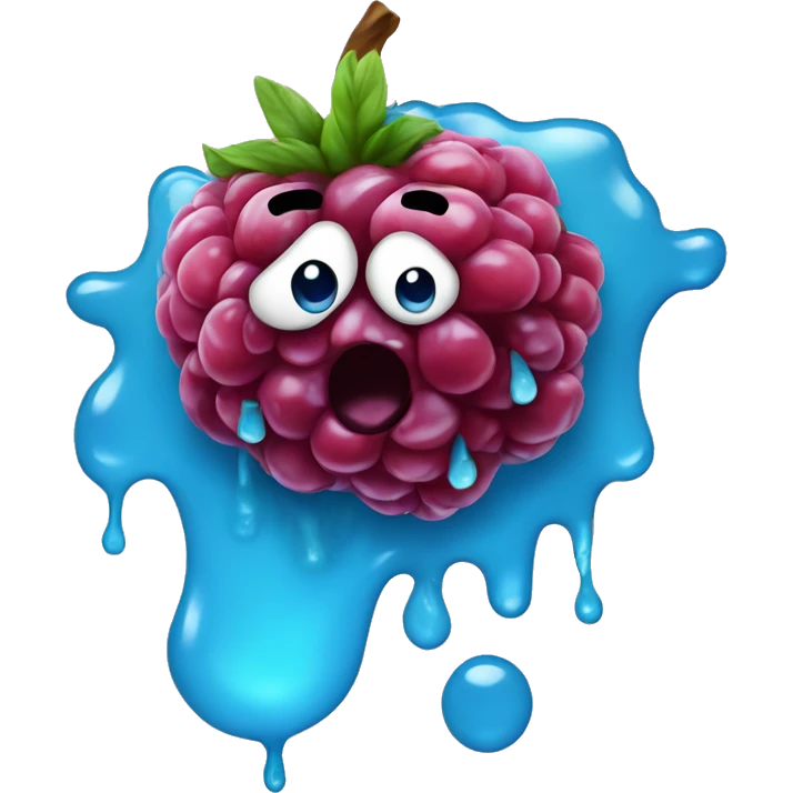 Blue raspberrywith res dripping emoji