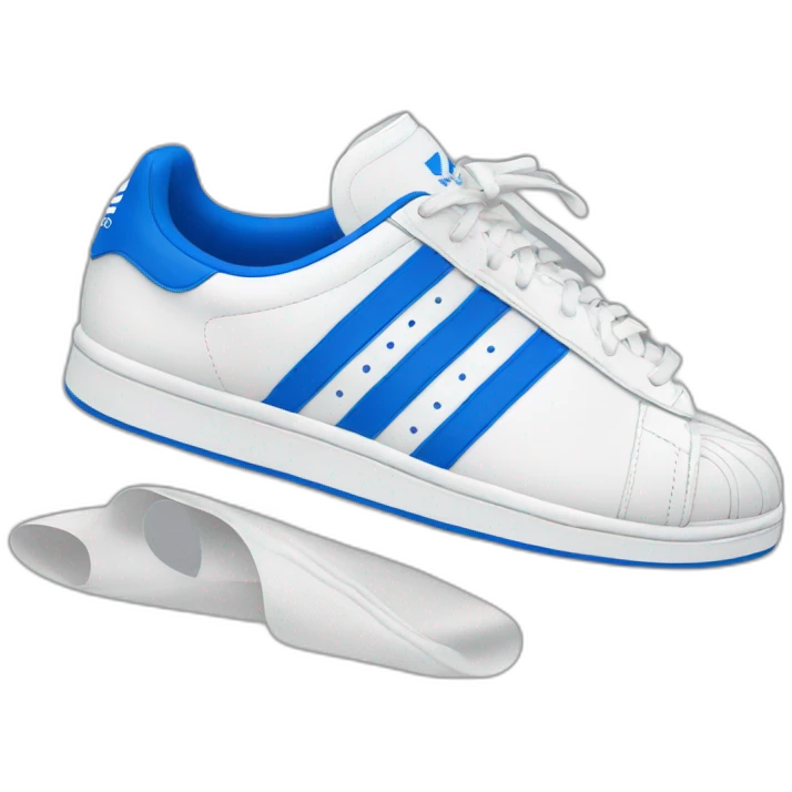 White adidas shoes with blue strips emoji