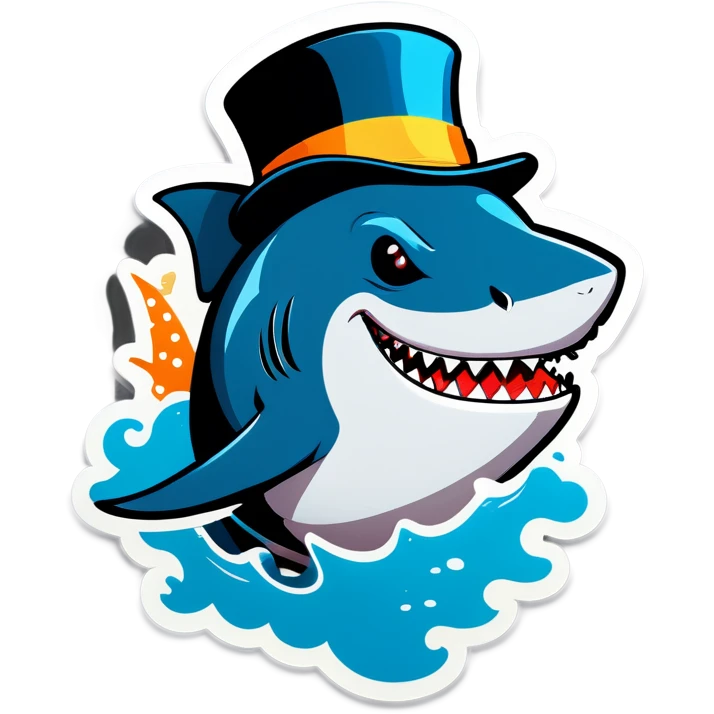Shark with a top hat emoji