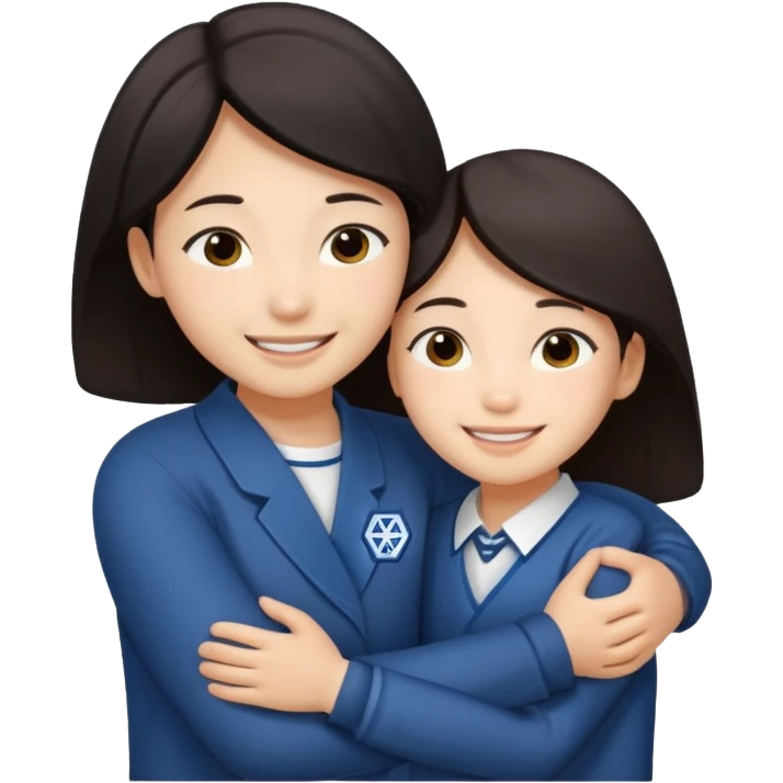 Asian girl hugging Jewish boy emoji