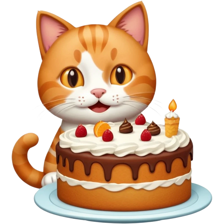 Happy cat eats big cate emoji