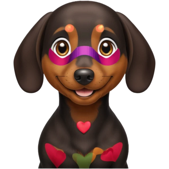 Black miniature Daschund looking happy emoji
