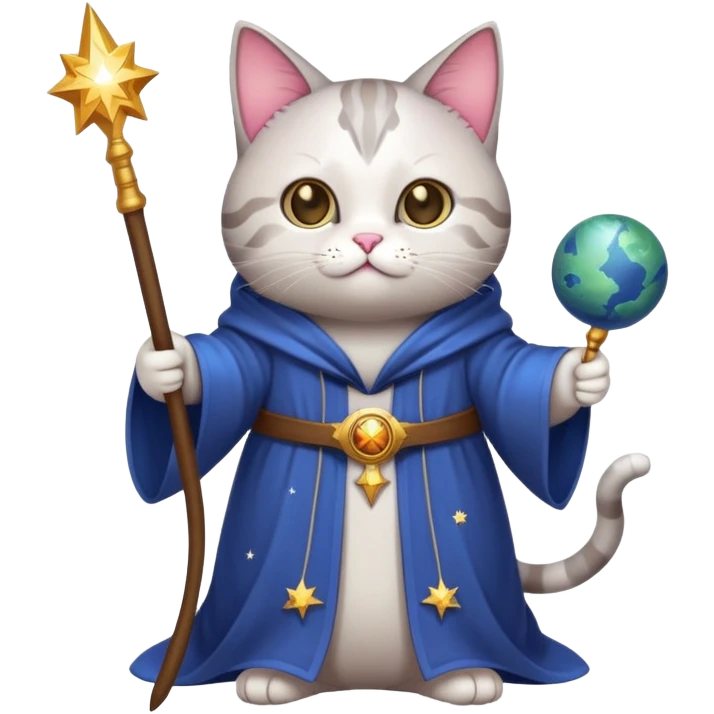 Gato mago en el espacio emoji
