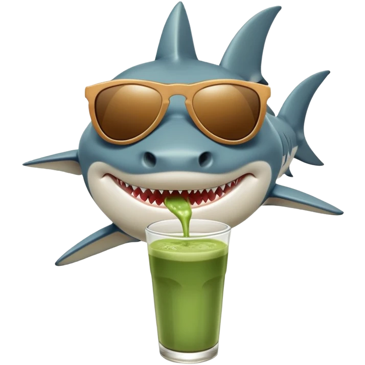 Shark drinking matcha in LA  emoji