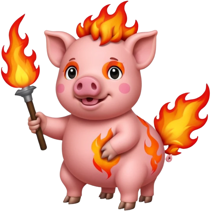 pig holding fire emoji