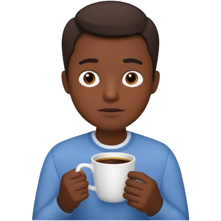 Tired guy with coffee emoji