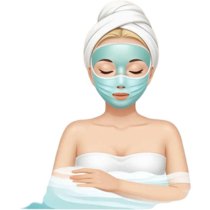 white Lady with face mask spa beauty full face relaxing emoji