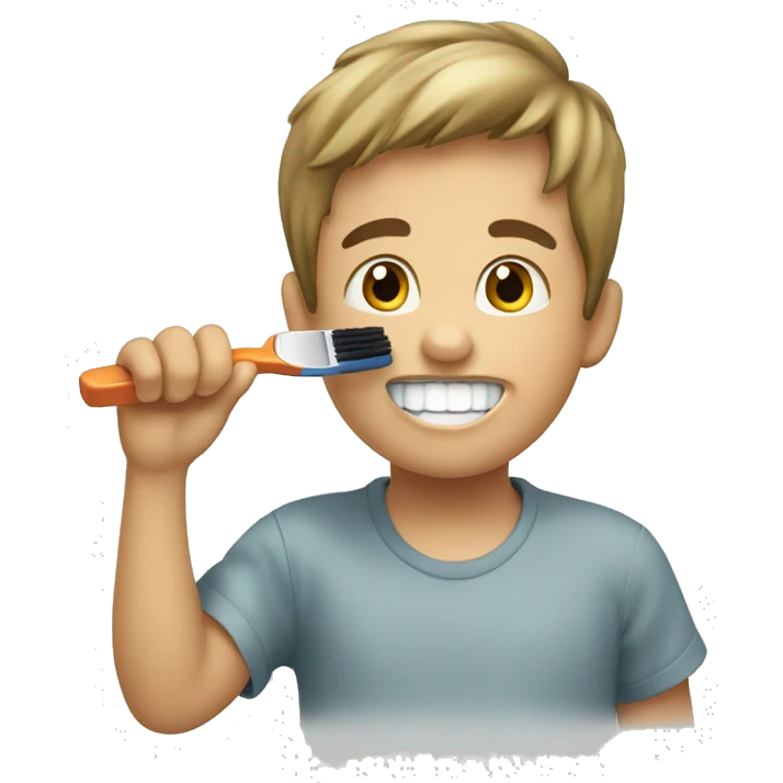 boy brushing teethbrush emoji