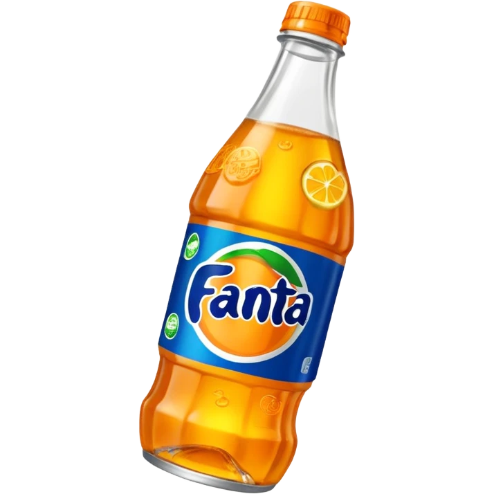 Una botella de cristal con el logo de Fanta con Fanta de limón dentro emoji