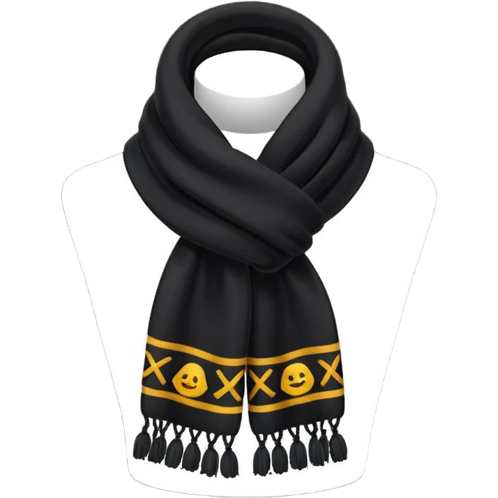 Realistic black winter scarf isolated. emoji