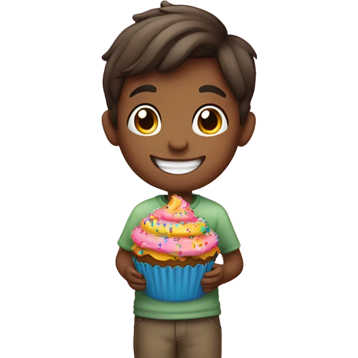 boy with cupcake emoji