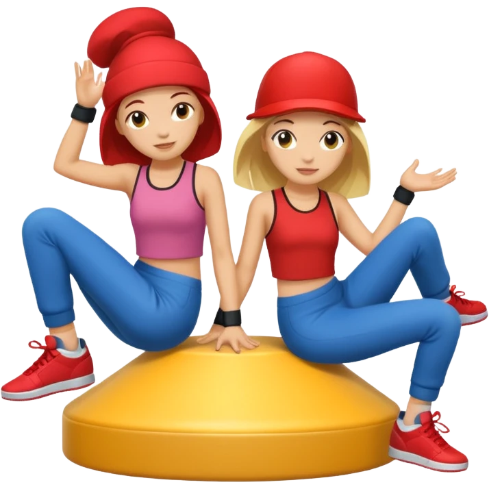 2 girls sitting in breakdance ride of fair  emoji