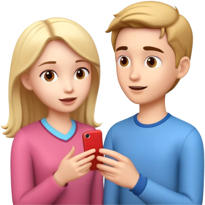 generate realistic detailed boy and girl talks 3d style  emoji