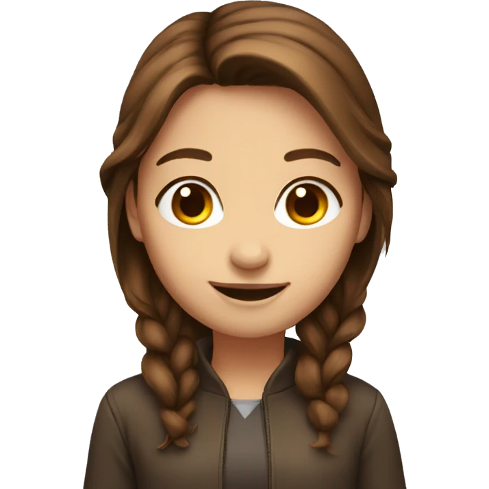 girl with brown hair says hi emoji