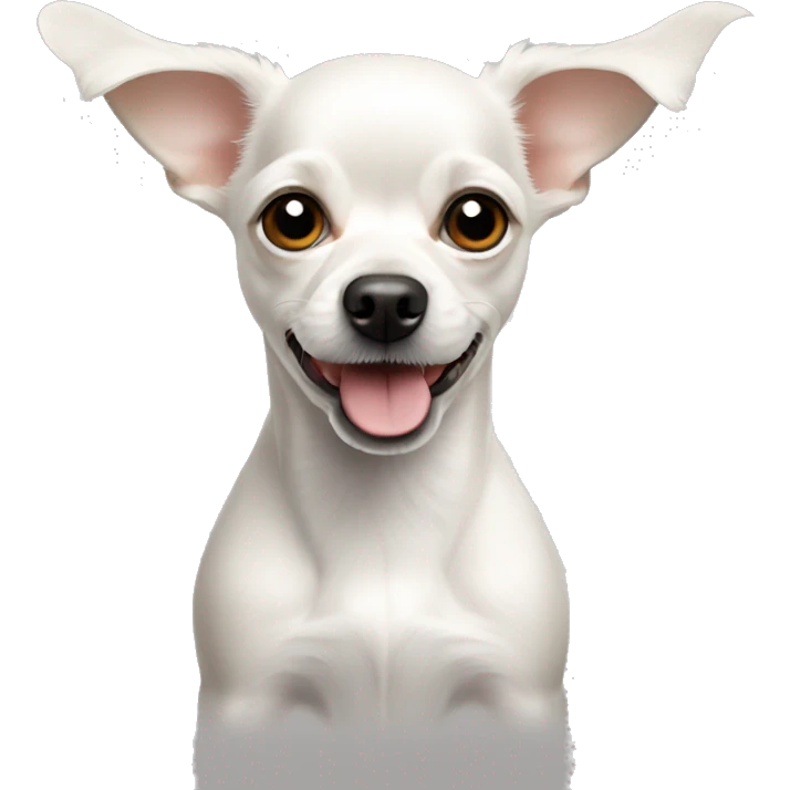 White Chihuahua poodle mix with pointy ears emoji