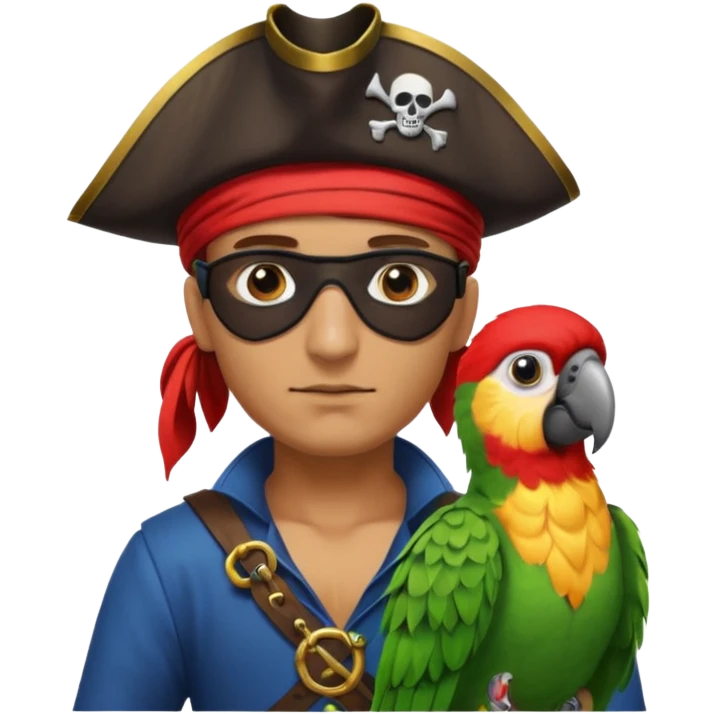 pirate with eye patch and parrot emoji