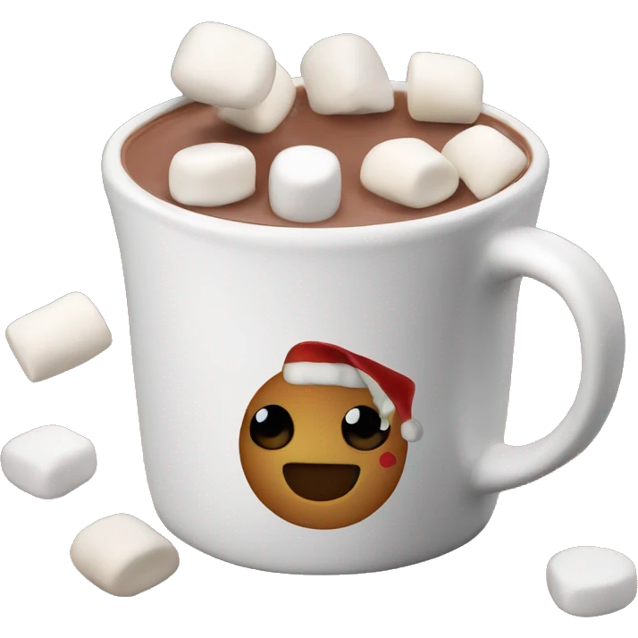 Christmas Mug of hot chocolate with mini marshmallows emoji