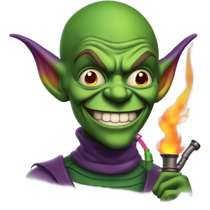 Green goblin smoking rainbow emoji