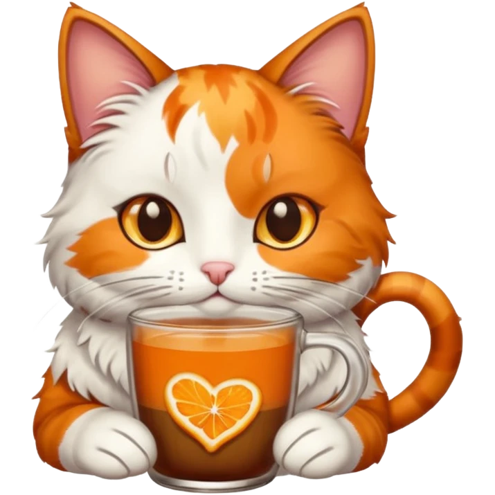 calico cat drinking chai emoji