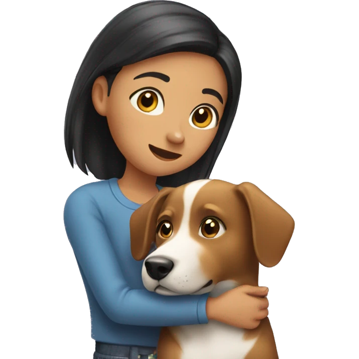 A girl petting a dog emoji