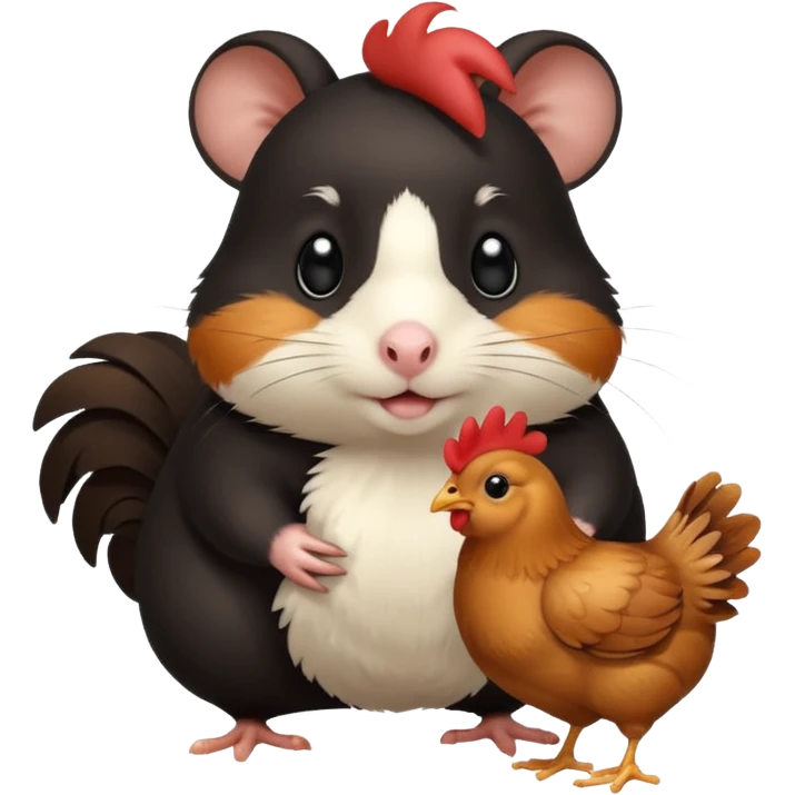 black hamster with chicken emoji
