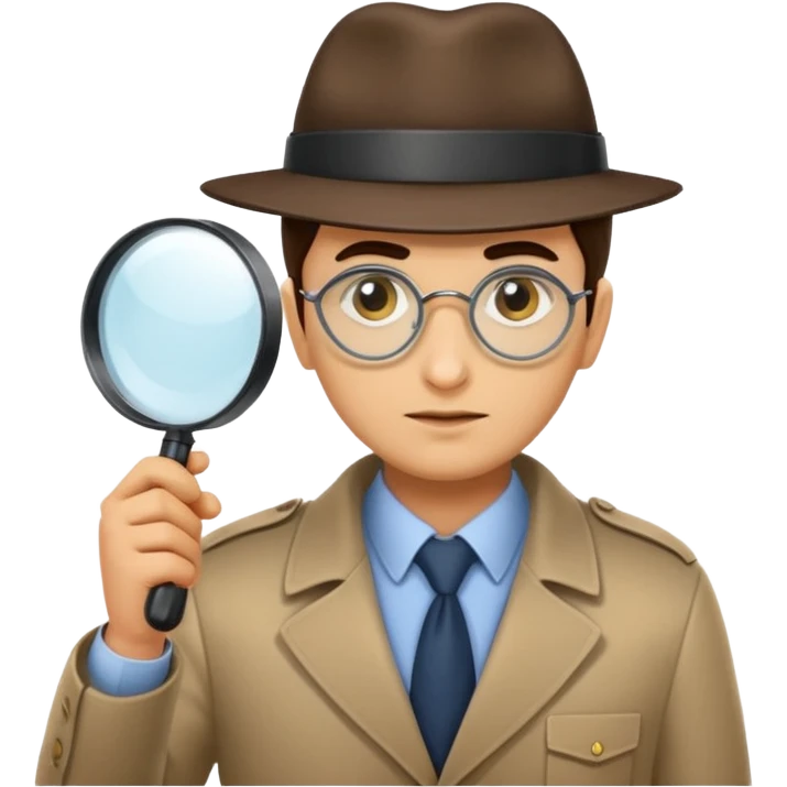 detective with magnifying glass, inspired by Agent Sai Srinivas Athreya, emoji style emoji