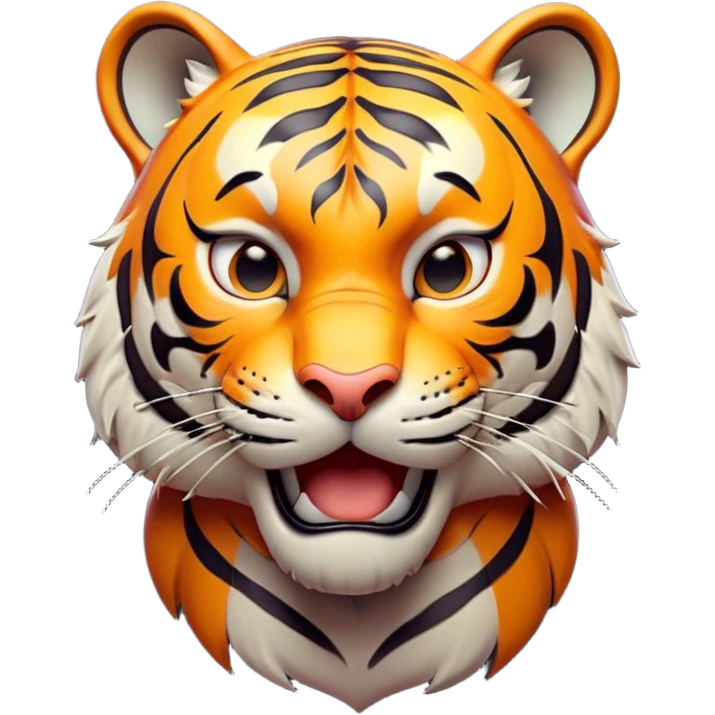 Cinematic Comical Tiger Portrait Emoji, Head tilted dramatically with an exaggeratedly shocked expression, featuring a sleek, muscular build with wide, comically expressive eyes full of humorous disbelief, Simplified yet hilariously expressive features, highly detailed, glowing with a slightly sassy wild glow, high shine, dramatic yet playful, stylized with an air of quirky feline attitude, soft glowing outline, capturing the essence of a meme-worthy tiger that looks ready to side-eye its way into viral fame! emoji