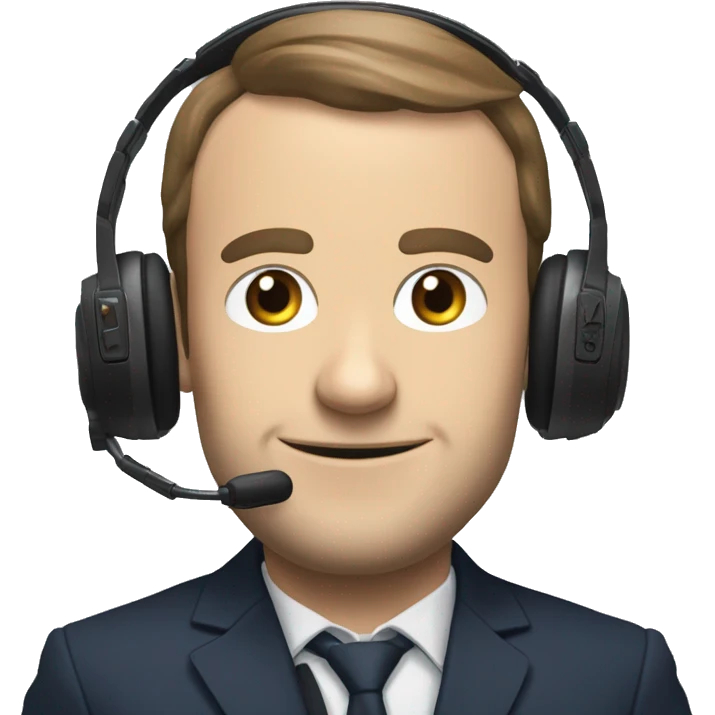 macron qui joue a un jeu avec une manette et un casque emoji