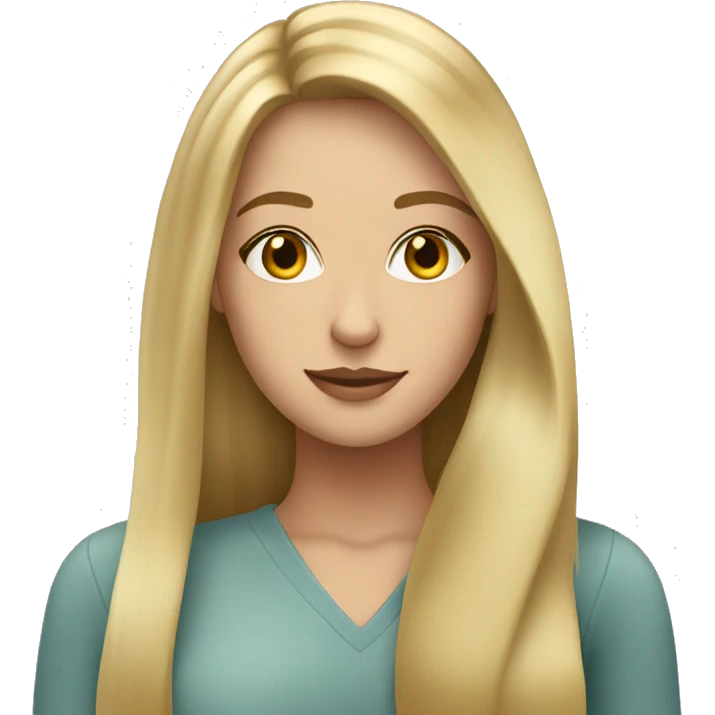 pretty blonde woman with long straight hair and hazel eyes emoji