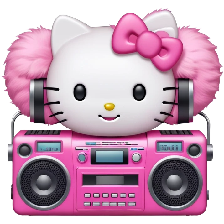 Hello kitty with a boom box emoji