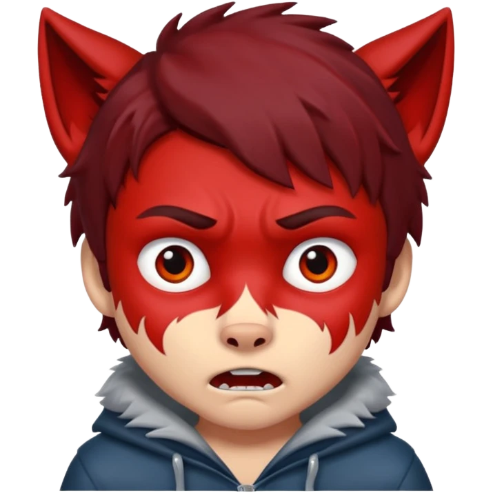 Wolf Boy Red Scared emoji