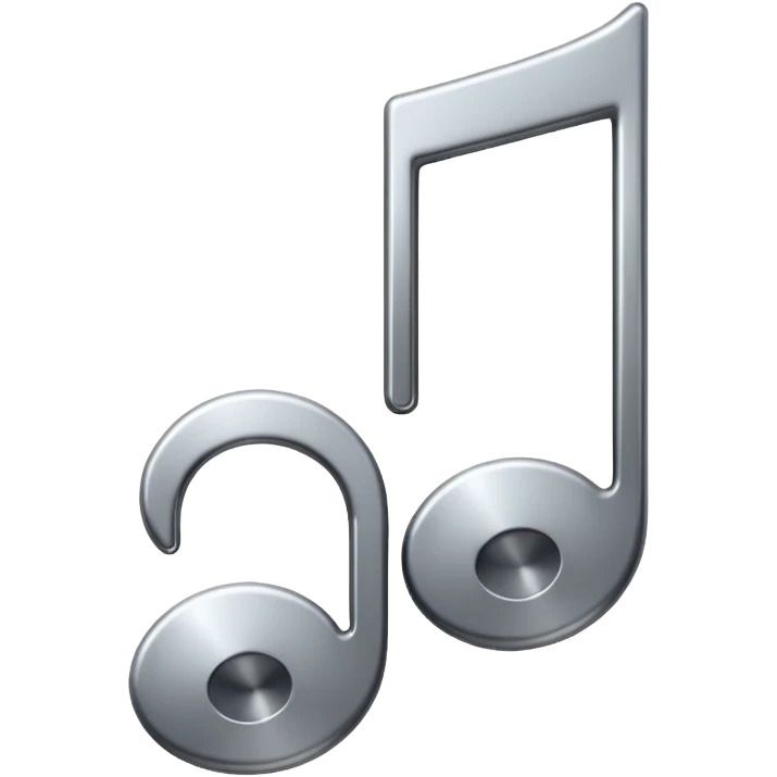 music note with a chromic metal texture, no gold  emoji