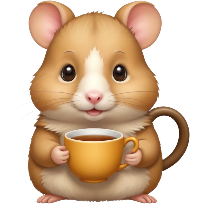 Funny hamster with a cup of tea emoji